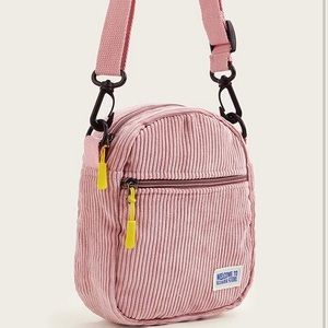 Pink Corduroy Ribbed Crossbody Bag